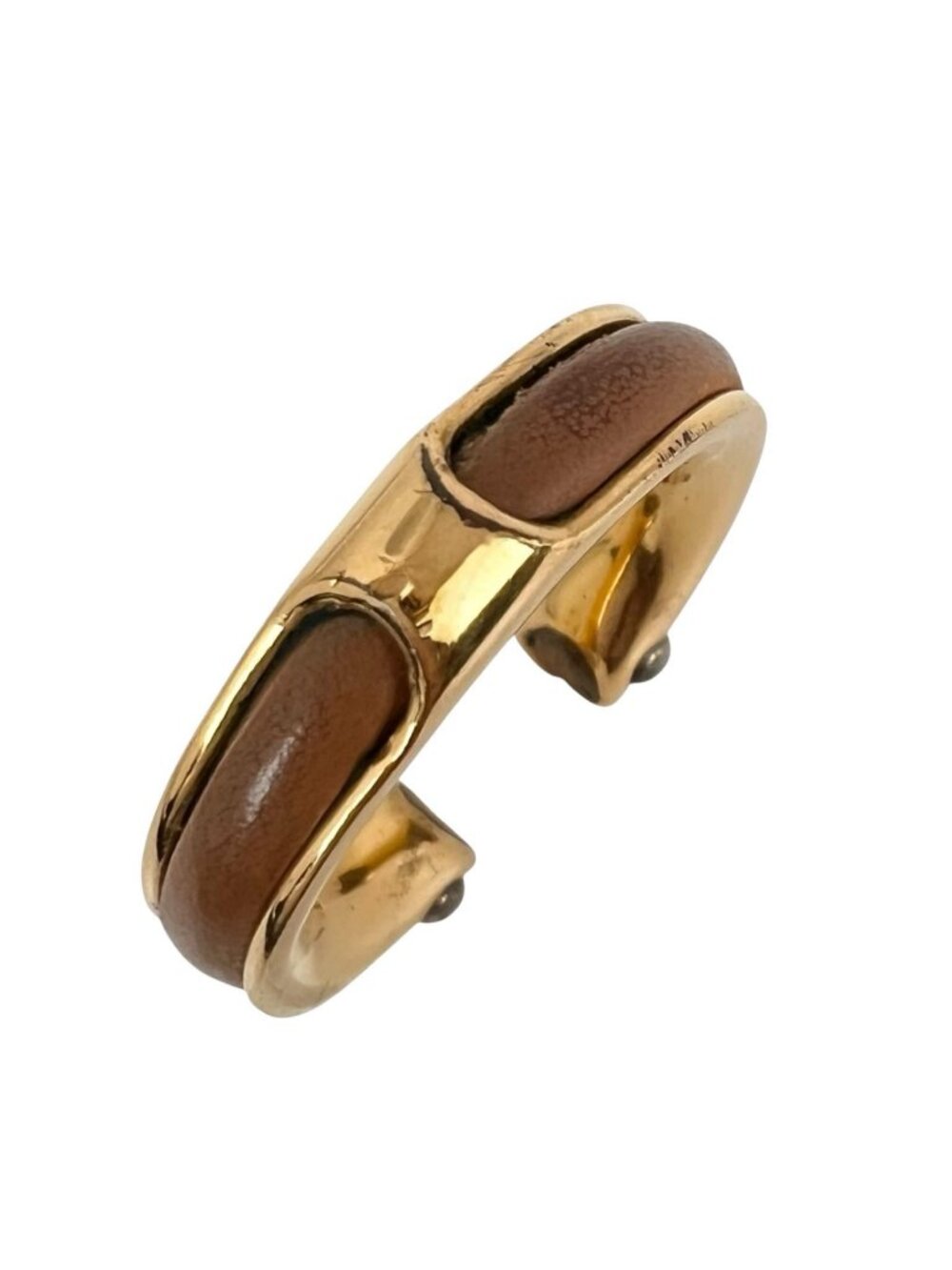 Hermes Leather Brown Ring Gold